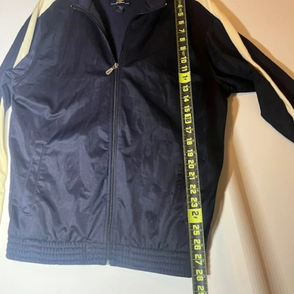 Steve and Barry's Outfitters Men's Navy Collared Full Zip Track Jacket Sz L